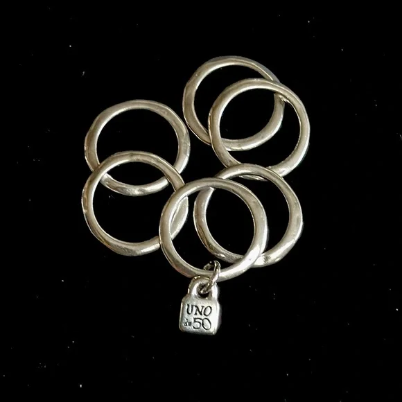 UNO de 50 PRISONER Stackable Silver Ring Set. Size 7 1/2 - Picture 8 of 12